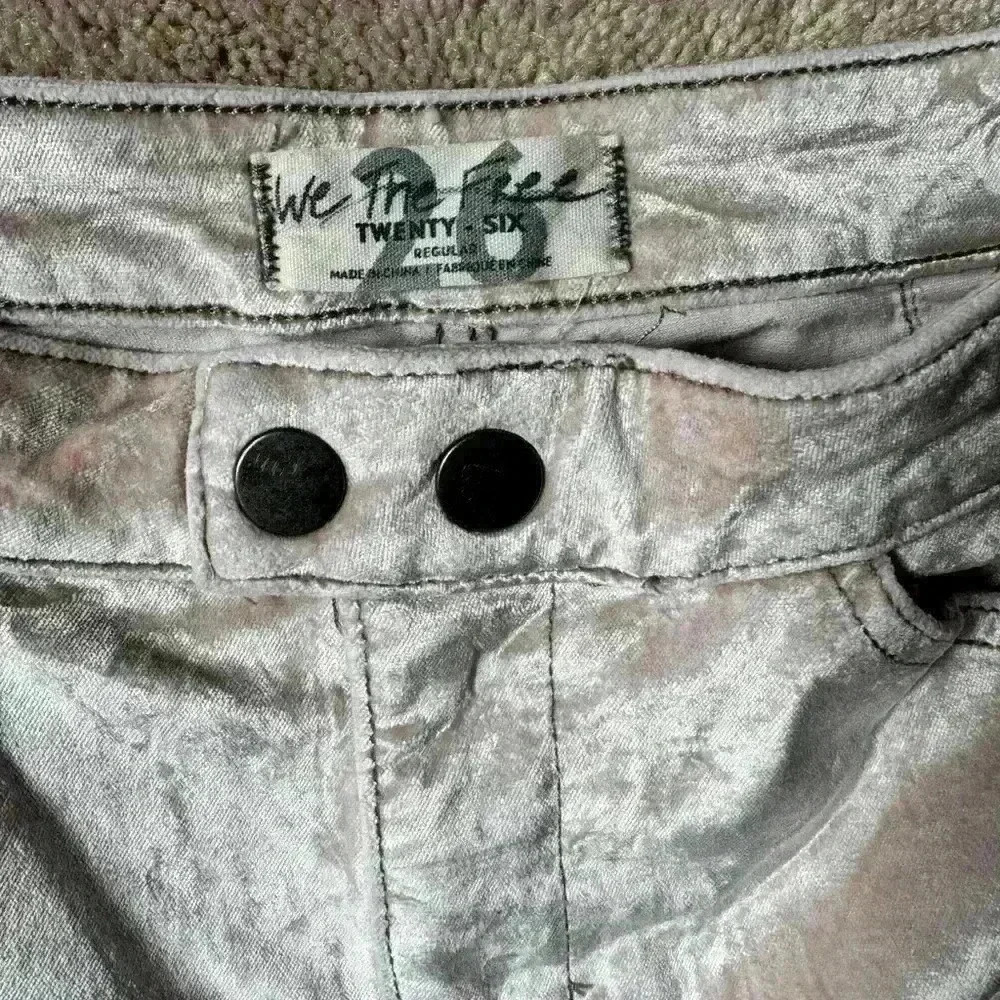 We The Free Crushed Velvet High Waist Relaxed Fit Jeans Blush Color Size 26 - Picture 2 of 4